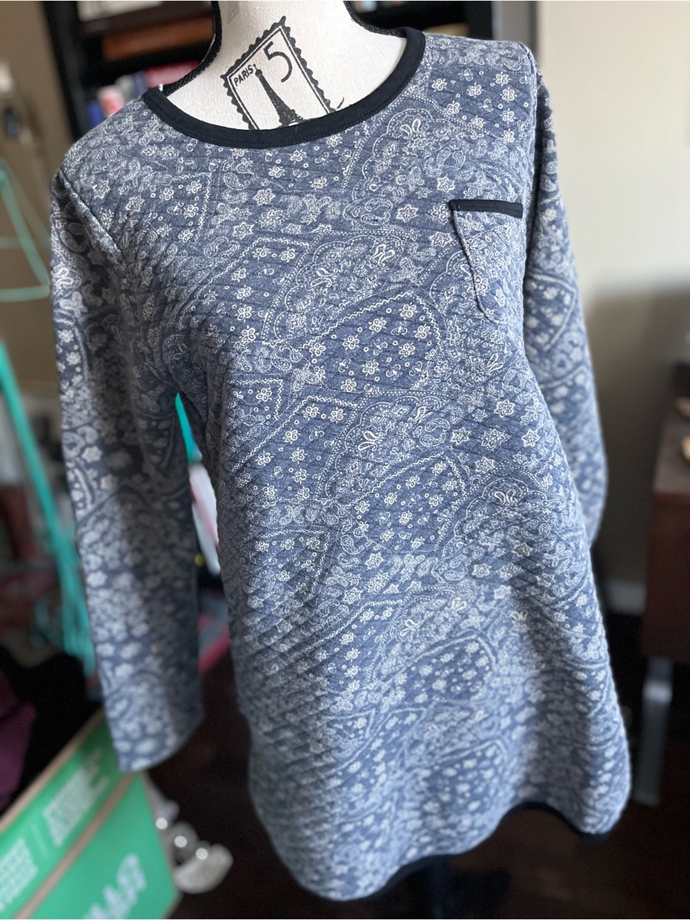 Quilted Blue Paisley Tunic